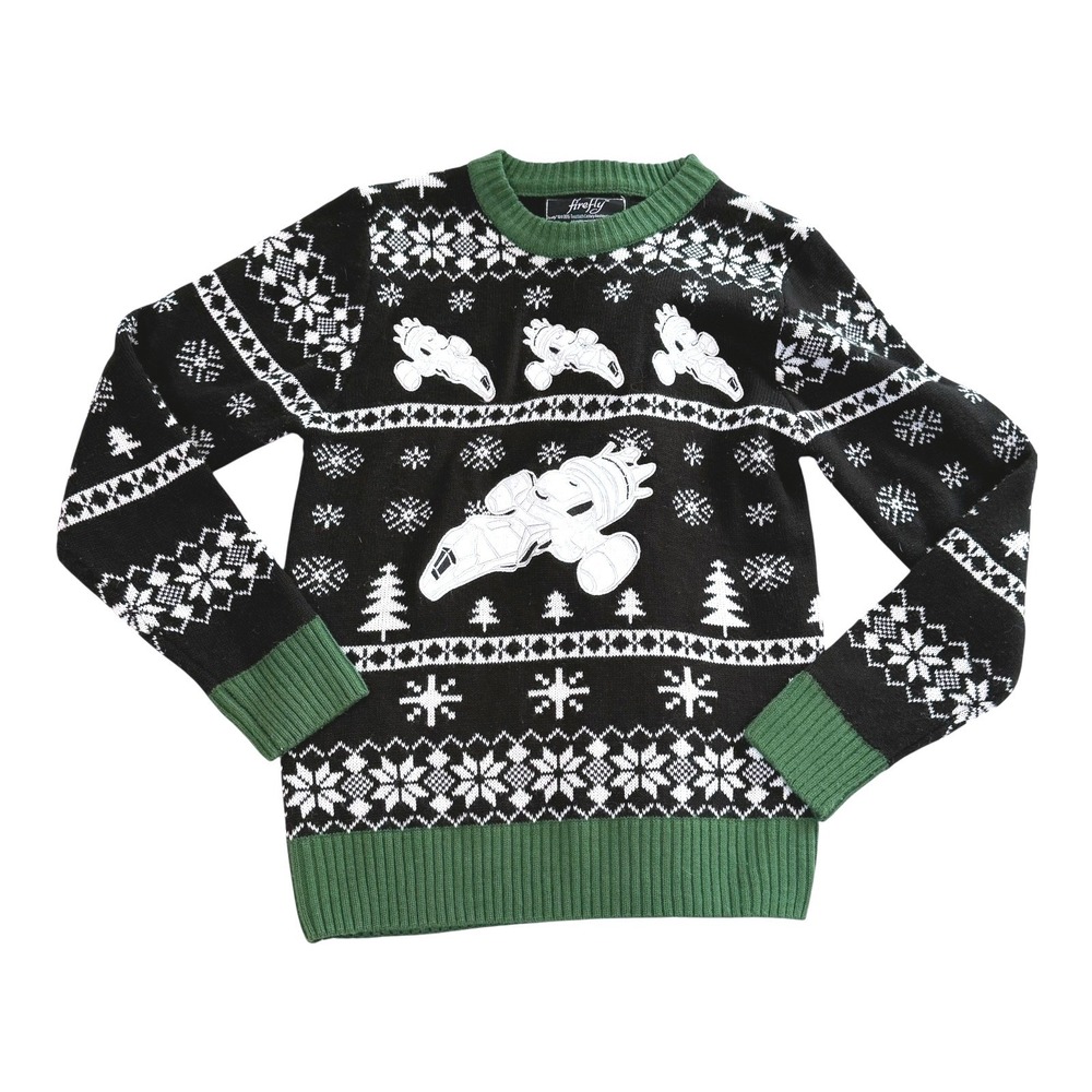 Firefly Ugly Christmas Sweater Mens M Black‎ Green Sci-Fi Licensed 2016